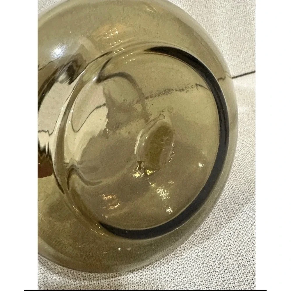 Bischoff Hand Crafted Glass Pitcher Olive Green‎ Smoke / Avocado MCM 6in